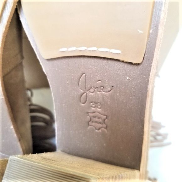 Joie Loren Fringe Tan Suede Heel Ankle Bootie Size - 38 - Picture 10 of 14